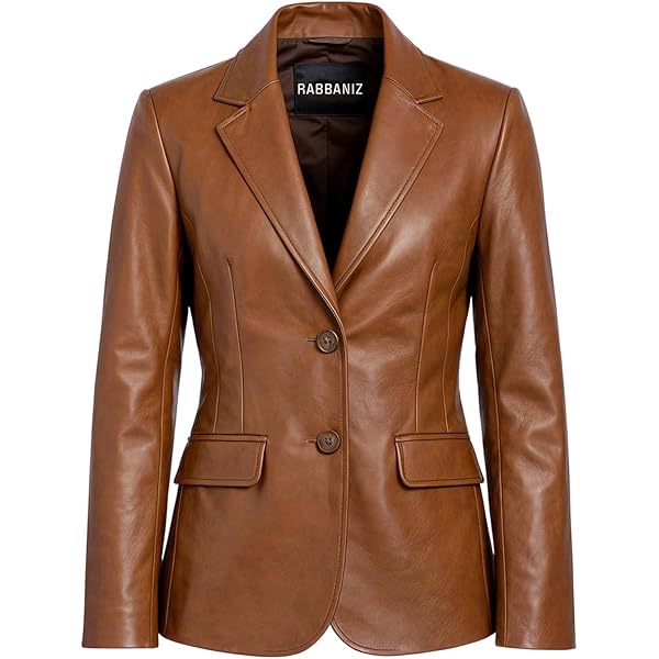 Ladies Tan Brown Real Leather Blazer Jacket Casual Retro One Ladies Tan Brown Real Leather Blazer Jacket Casual Retro One
