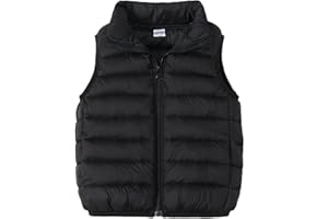 nhApmj Boys Girls Puffer Vest Warm Lightweight Sleeveless Winter Coats Stand Collar Zip Up Padded Jackets Quilted Outwear