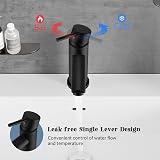 Peppermint Black Matte Bathroom Basin Mixer Tap Single Lever Faucet view 5