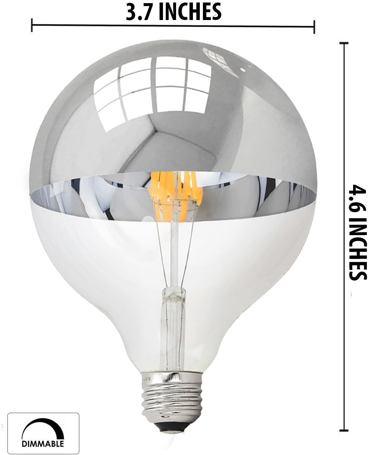 Hizashi 120W Ultra Bright Half Chrome LED G25 (G80) Bulb 2700k Edison Bulb E26 Base 12W 1200lm Superior LED Alternative 1 Pack
