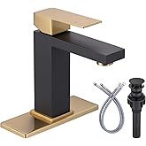 Black and Gold Bathroom Faucet ARCORA Black Gold Faucet for Bathroom Sink Modern Single Hole Bathroom Faucet with cUPC Supply Lines and Pop Up Drain