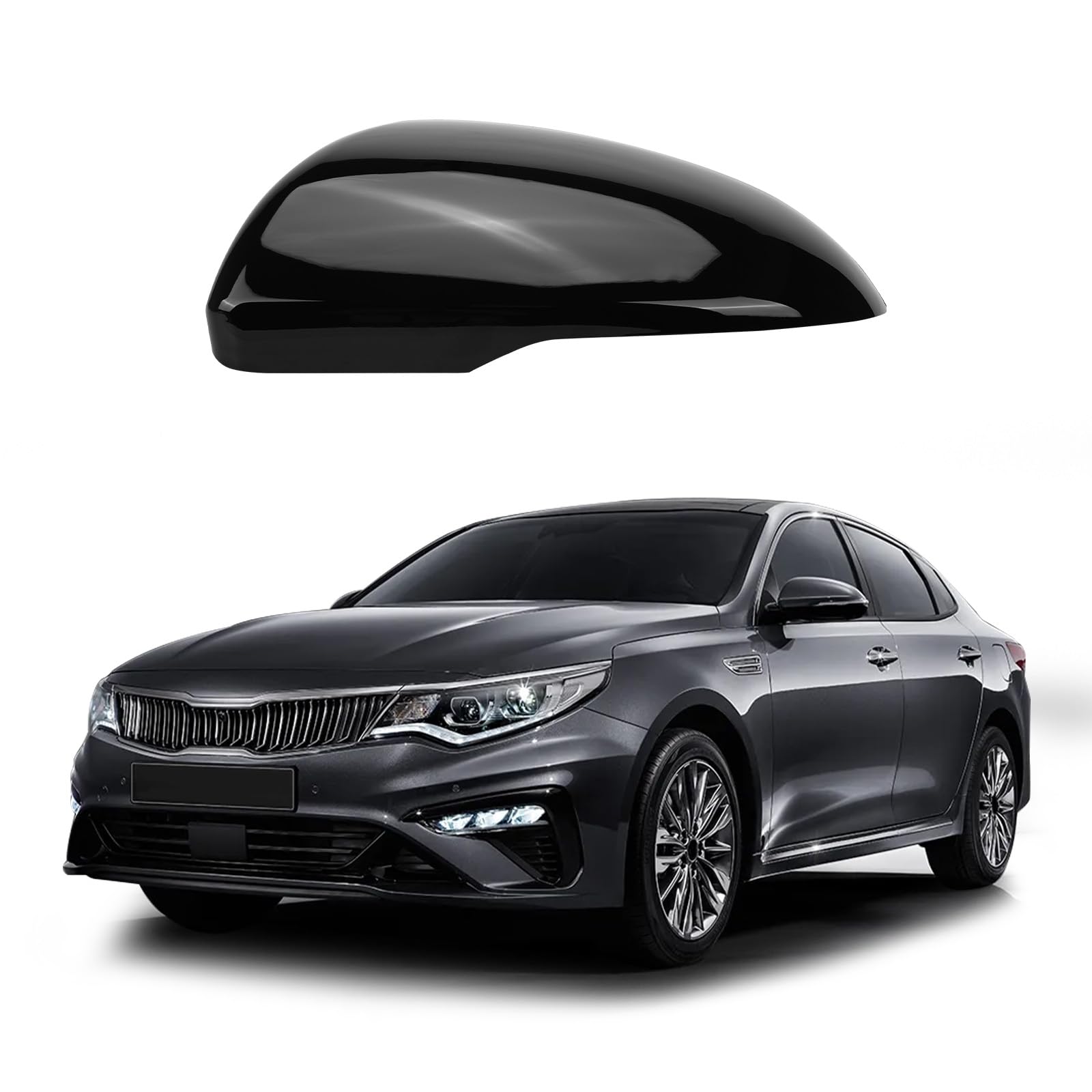 Photo 1 of Left Driver Side Mirror Cap Cover Compatible with KIA K5 Optima 2016 2017 2018 2019 2020 Replacement Accessories, Clip on, Black