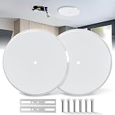 Ceiling Cover Plate,5 Inch Metal Blank Wall Plate Fits 3-1/4" to 4" Round/Octagon Electrical Box Holes,Smoke Detector Cover Plate With Center Screws, Hole Spacing 1.75" to 3.5" (White-2 Pcs)