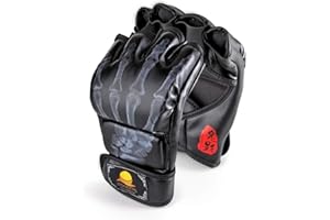 ZooBoo MMA Gloves, Half-Finger Boxing Fight Gloves MMA Mitts with Adjustable Wrist Band UFC Gloves for Sanda Sparring Punchin