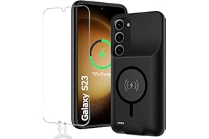 SNRONEW Battery Case for Galaxy S23,[10000mAh] Slim Portable Protective Fast Charging Case Backup Power Bank Battery Case Compatible with Galaxy S23(6.1inch) Wireless Charging Case with Carplay-Black