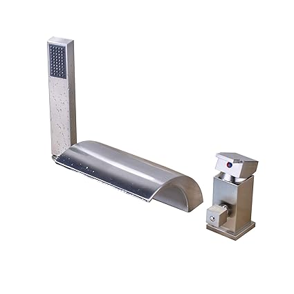 Rozin 3 Holes Deck Mounted Waterfall Spout Bathtub Faucet With