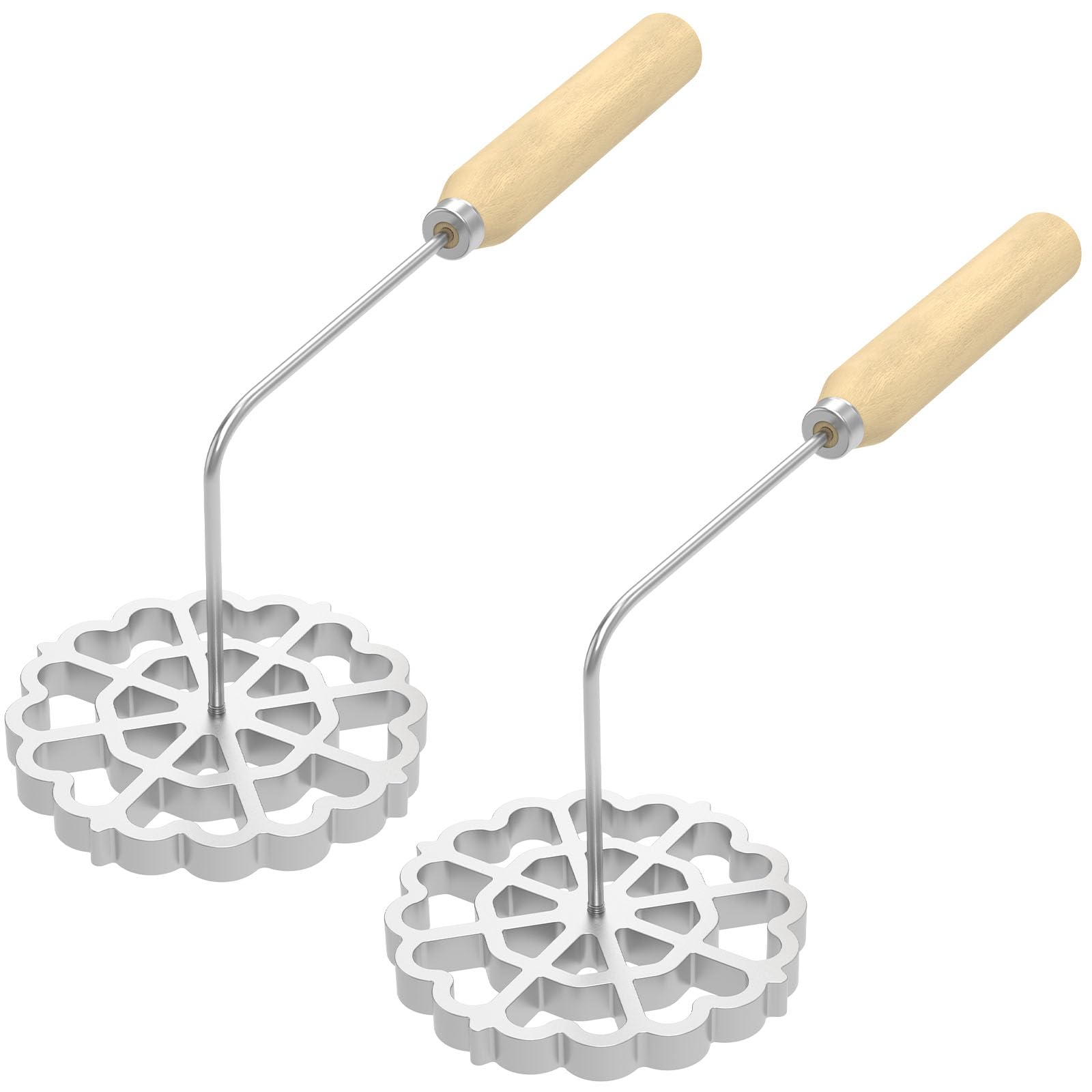 Photo 1 of 2PCS Bunuelos Mold with Handle, 4.8 Inch Cake Cookie Maker Cooking Stamp Maker Kit, Detachable Rosette Maker Funnel Cake Tool Mold for Kitchen Baking Cooking (Silver)