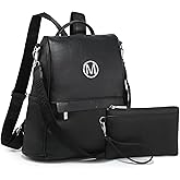 MKP Women Fashion Backpack Purse Multi Pockets Signature Anti-Theft Rucksack Travel Ladies Shoulder Bag Handbag 2Pcs