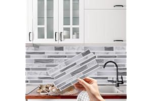 25 Sheets Peel and Stick Wall Panels, Waterproof Kitchen Backsplash Tile, Self-Adhesive Backsplash for Kitchen, Bathroom and 