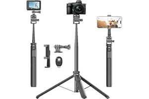 Auleda Selfie Stick Tripod for Gopro Camera, 70" Extendable Tripod for iPhone with Remote, Universal Phone Holder, Action Camera Adapter, Compatible with GoPro Hero 11 10 9 8 7 6 5 DJI Insta360
