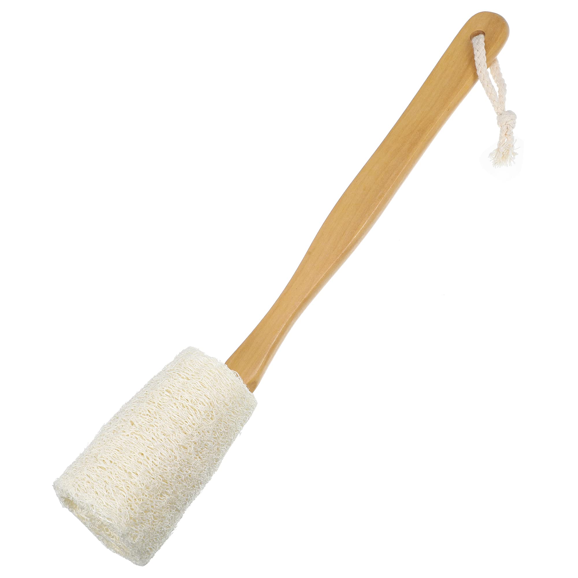 VOCOSTE 1 Pcs Bath Brush, Back Scrubber Wood for Shower with Long Handle, Brown Beige, 3.9 Inches