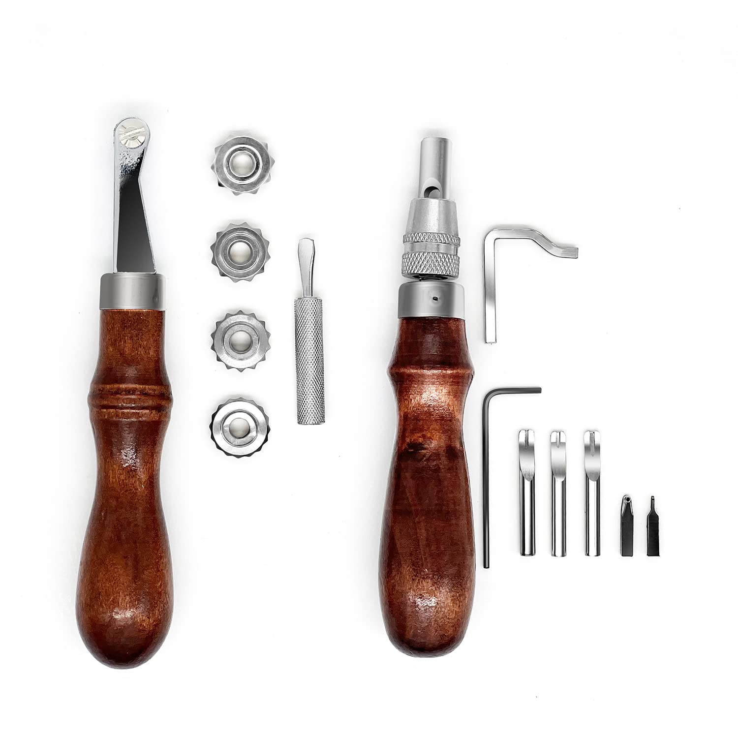 Leather Groover Beveler and Leather Stitching Overstitch Wheels Mark Spacer Set, Leathercraft Sewing Embossing Tool Set
