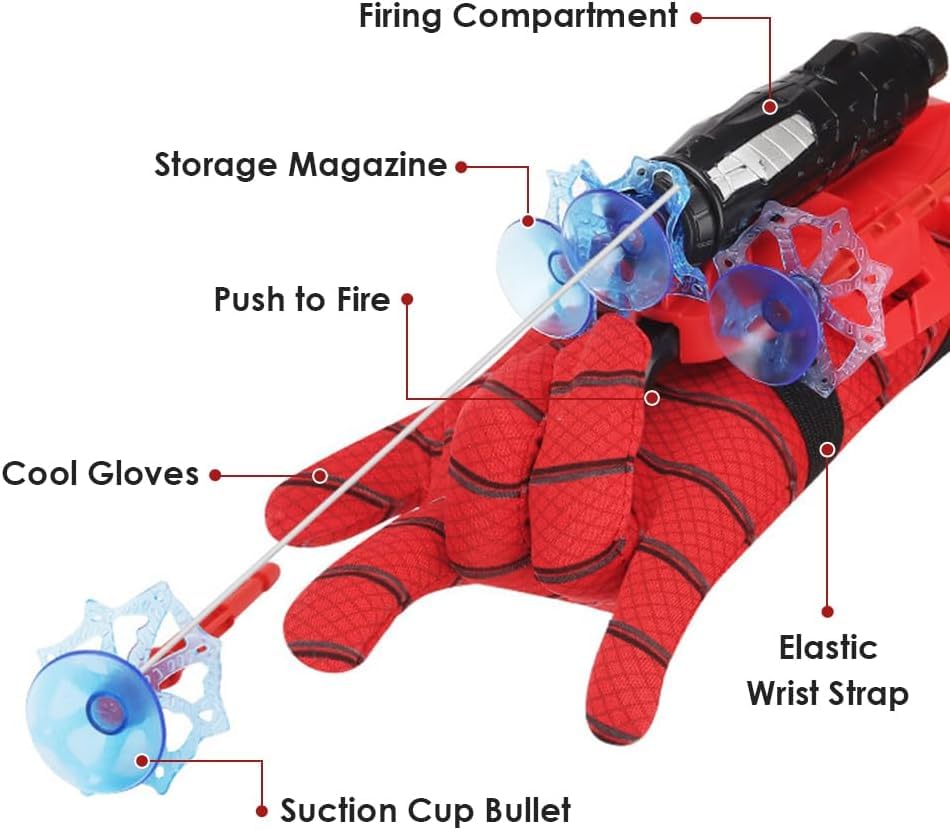 ovixa Superhero Spider Web Shooter Toy – Wrist Launcher with Gloves for Boys, Men & Kids | Cool Party Gadget, Cosplay Toy Gift