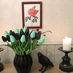 20 Pcs Artificial Tulips Flowers Mixcolor Black and