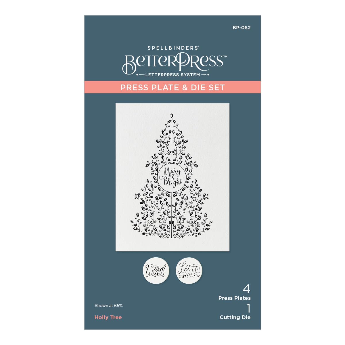 Spellbinders Holly Tree Press Plate & Die Set from The BetterPress Christmas Collection