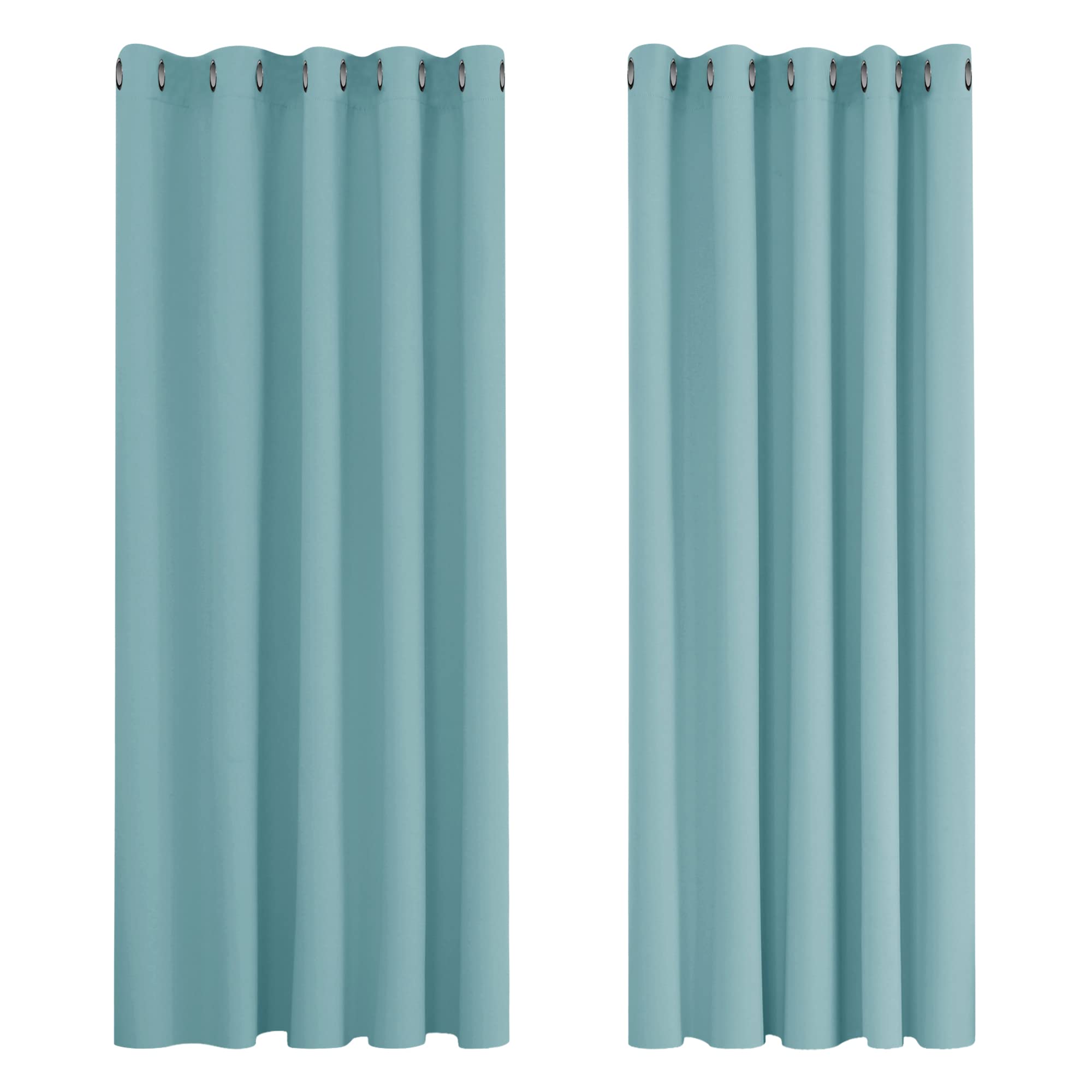 Deconovo Super Soft Solid Thermal Insulated Eyelet Blackout Curtains for Kids 66 x 72 Inch Drop 1 Pair Sky Blue