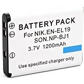 NP-BJ1 EN-EL19 Battery Compatible for Nikon Coolpix S32 S33 S100 S2800 | S3100 S3200 S3300 S3500 S3600 S3700 S4100 S4200 S4300 S5200 S5300 S6500 S6600 S6800 S6900 S7000 Upgrade 1200mah