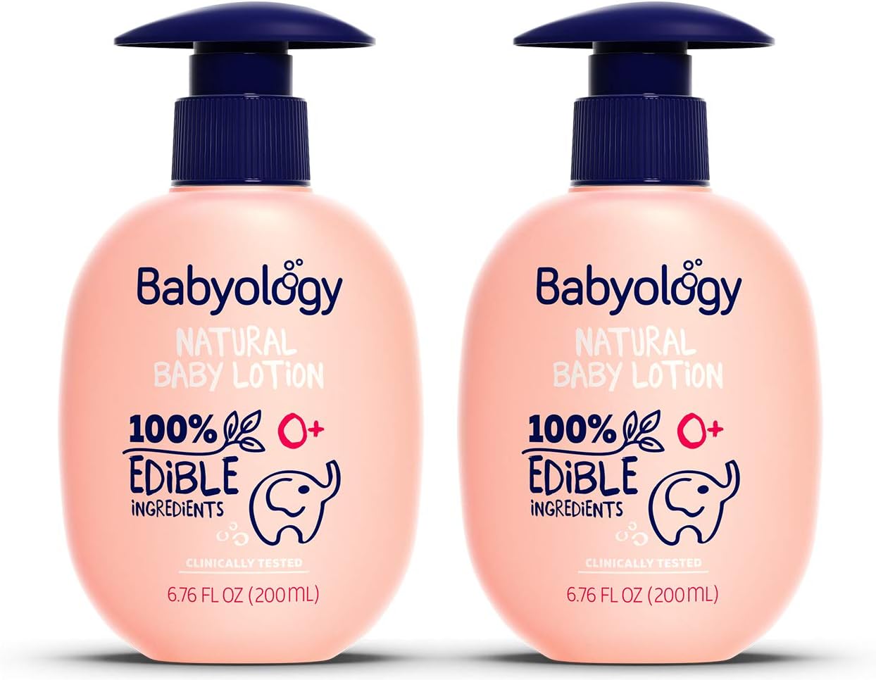 Babyology Organic Baby Lotion - 100% Edible Ingredients - 2x6.8 FL OZ - The Safest All Natural Baby Moisturizer for Newborn Dry and Sensitive Skin - Non toxic - Eczema (Pack of 2)