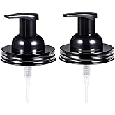 Mason Jar Foaming Soap Dispenser Pump fit 2.75Inch Regular Mouth,Rust Proof Stainless Steel Lid and BPA Free Plastic Foam Soap Pump-Hotel Bathroom Accessories(Black)