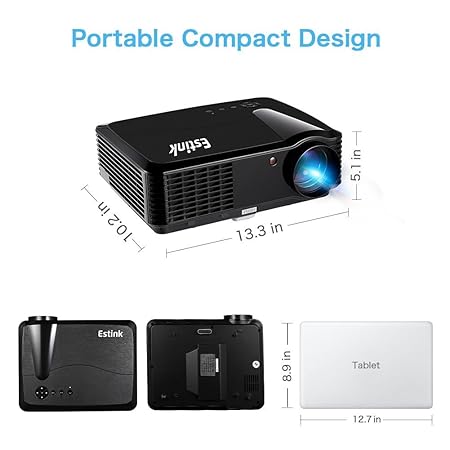 Mini Beamer LED Beamer Upgrade T22 de 2000 Lumen Heimkino Video ...