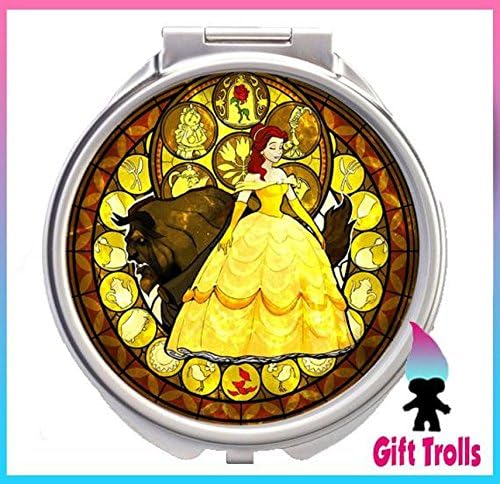 Beauty and the Beast Kingdom Handheld Compact Mirror - Gift For Her - Purse - Pocket - Small Mirror - Makeup Bag