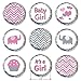 Pink and Gray Elephant Baby Girl Shower Favors Stickers (Set of 324)