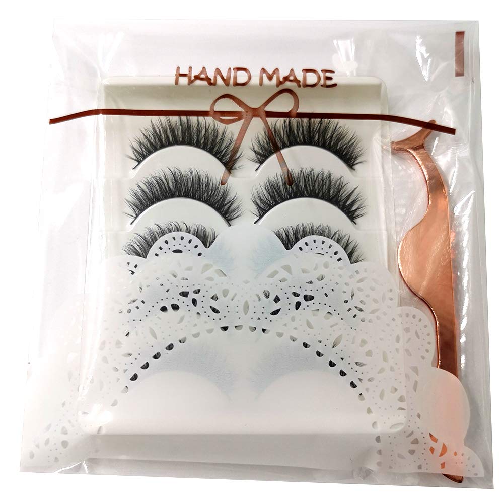 Fleurapance Fake Eyelashes Natural Lashes 3D Faux Mink 5 Pairs Reusable False Eyelashes Natural Look For Nude Makeup Eyelashes Extension With Free Precision Eyelashes Clip 