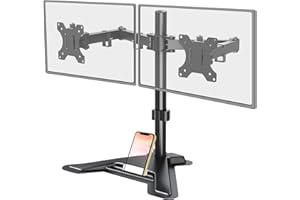 MOUNT PRO Dual Monitor Stand, Free-Standing Full Motion Monitor Desk Mount Fits 2 Screens up to 27 inches,17.6lbs with Height