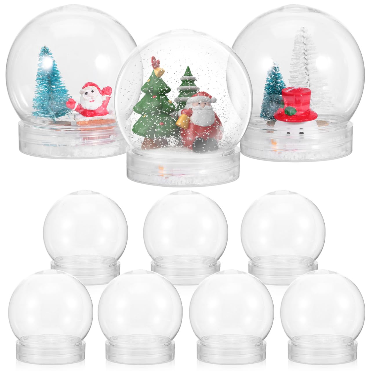 Photo 1 of 10PCS Plastic Snow Globe Water Globe 2.36 Inch DIY Clear Snow Globe with Screw Off Globe Kit for Christmas DIY Crafts Home Decoration