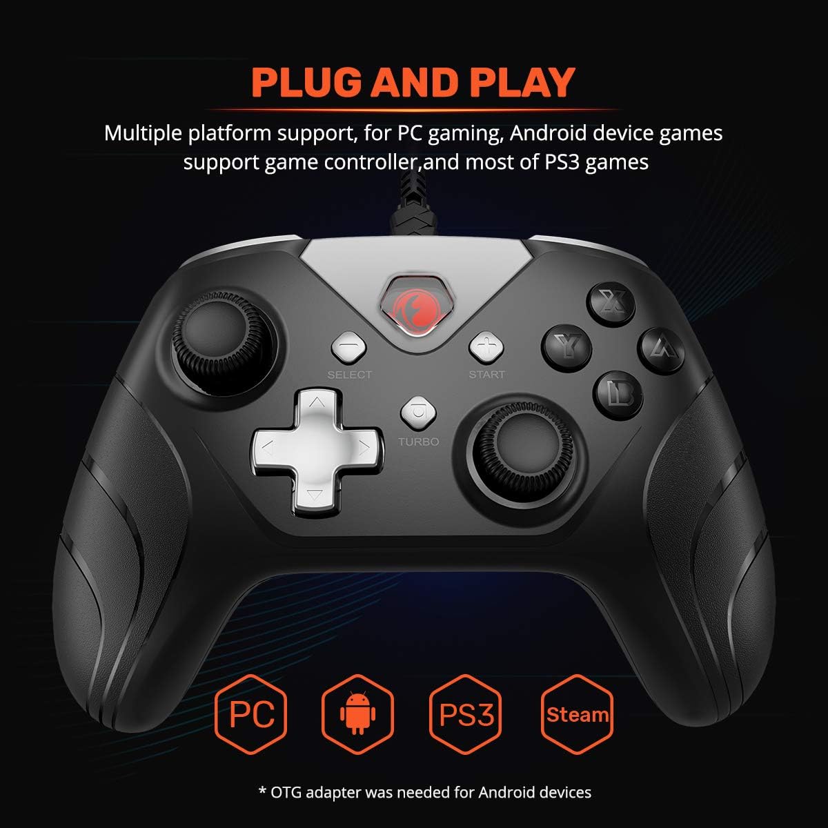 IFYOO XONE Wired PC Controller USB Gaming Gamepad Joystick for Computer & Laptop (Windows 10/8/7/XP, Steam) | Android | PS3 | Switch - [3.2M Detachable USB Cable]: Computers & Accessories