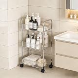 Multibao 3 Tier Acrylic Rolling Storage Cart on Wheels 40x28.5x69.7cm view 3