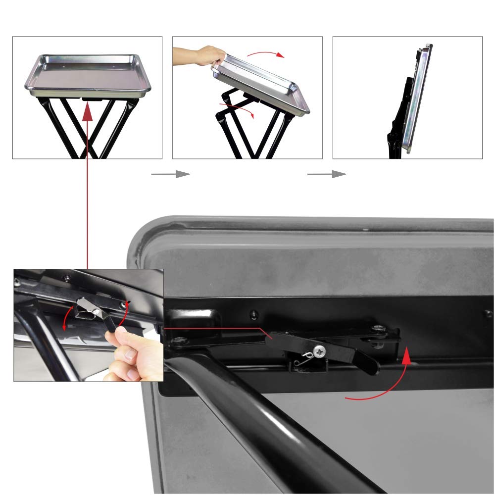 Aluminum Foldaway Folding Service Tray on Wheels-Silver: Kitchen & Dining