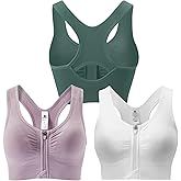 SPORME RUNNING Zip Front Sports Bra for Women - Medium Support Racerback Workout Bra with Removable Pads & Double Hooks