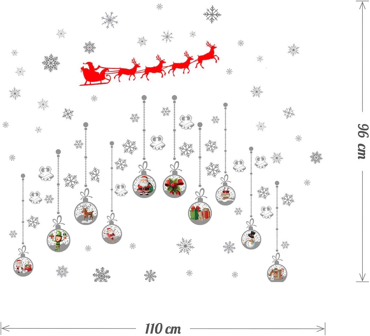 WALPLUS Merry Christmas Decorations Gift Santa's Sleigh Matt Silver Christmas Ornaments Wall Stickers Santa Wall Murals Decals Living Room Children Nursery Home Décor - Image 4
