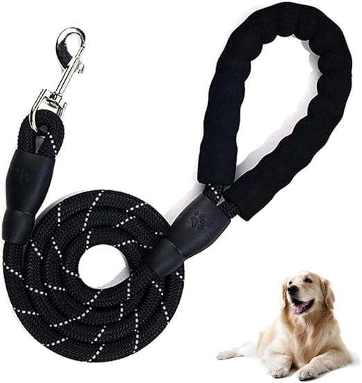 REYOK Correas para Perros 5 Feet con Mango Acolchado y Hilos Altamente Reflectantes Correa de Perro Fuerte Nylon,para Perros Medianos y Grandes ...