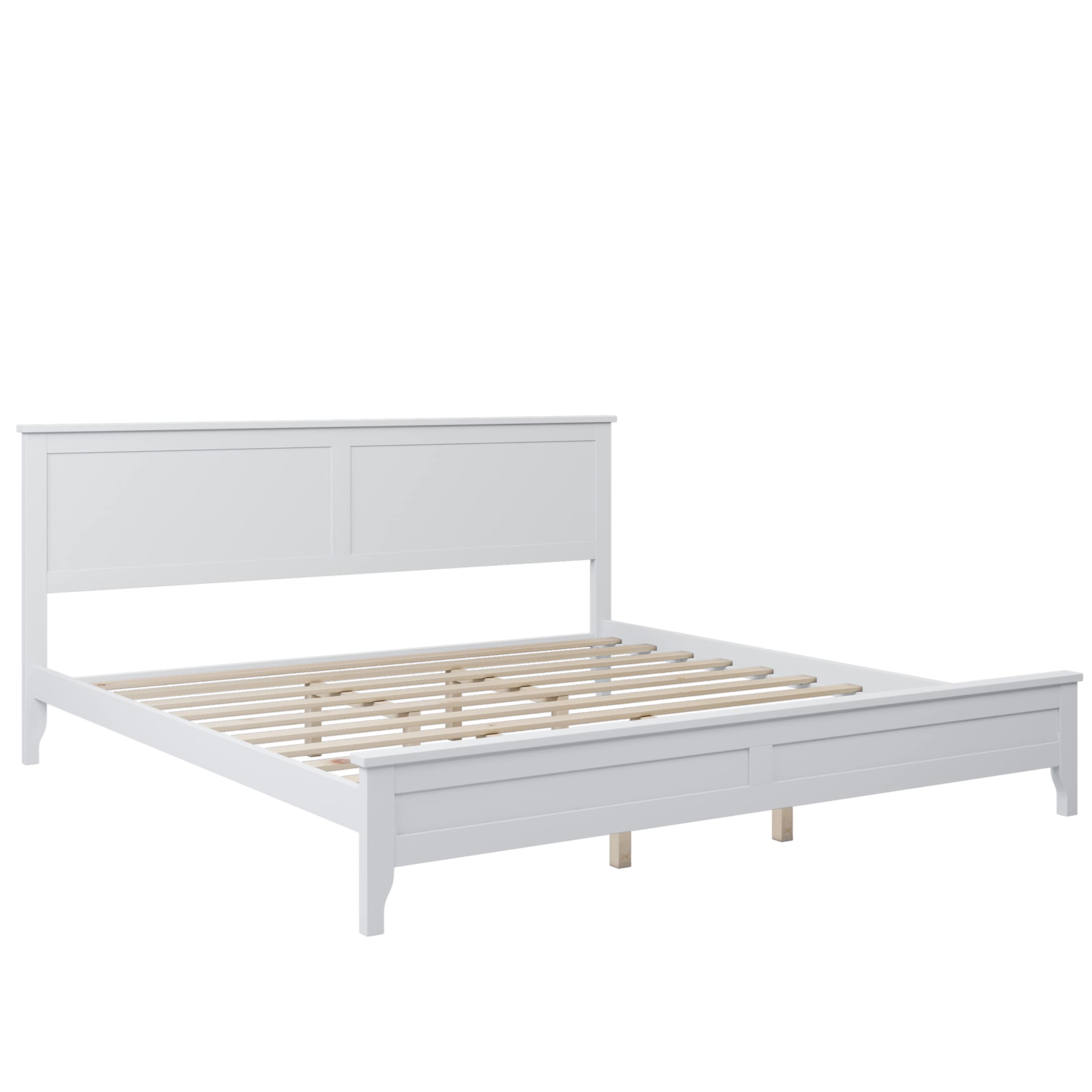 LZ LEISURE ZONE King Size Platform Bed, Modern Solid Wood King Platform