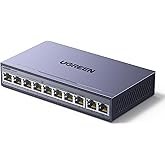 UGREEN Ethernet Switch, 10-Port PoE Switch, 8 PoE+@60W + 2 Gigabit Uplink | Plug &amp; Play, Standard/Port Isolation(VLAN)/Extend Mode, PoE Auto Recovery, Metal Unmanaged Network Hub for Security Camera
