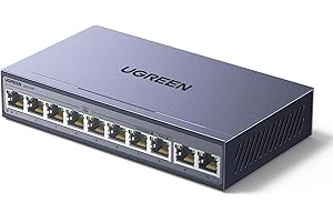 UGREEN Ethernet Switch, 10-Port PoE Switch, 8 PoE+@60W and 2 Gigabit Uplink, Plug & Play, Auto,VLAN,Extend Mode, Sturdy Metal