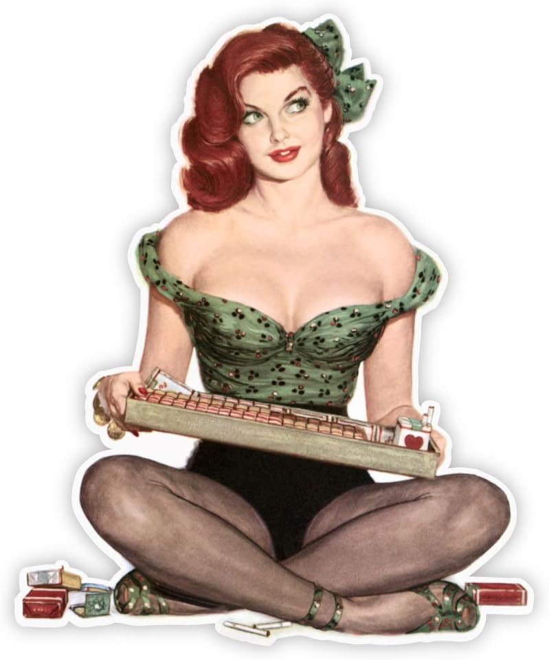 Pin-up art retro sexy pin up pinup girl player sticker decal 4" x 5"