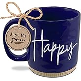 Lighthouse Christian Products Powerful Words Happy Navy Blue16 Ounces Coffee Cup Mug
