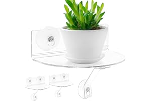 Skewo 2-Pack Acrylic Window Plant Shelves with Suction Cups & Support Brackets - Semicircular Window Sill Extender for Herb Pots, Succulents, Flower Boxes, Micro Greens | Indoor/Outdoor Use