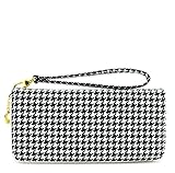 Houndstooth Print Zip Around Wristlet Wallet