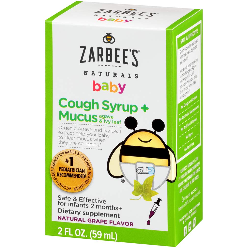 Zarbee's Naturals Baby Cough Syrup* + Mucus, Natural Grape Flavor, 2