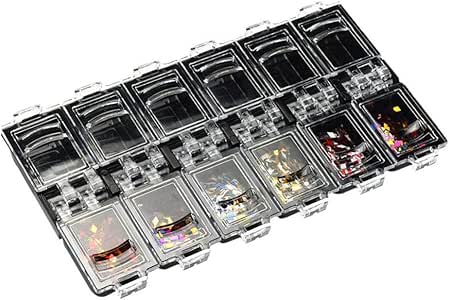 Beaupretty - Caja de almacenamiento para uñas (12 rejillas), color rosa