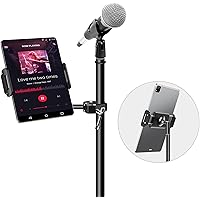 elitehood Aluminum iPad Holder for Mic Stand, Side Mount iPad Music Stand Holder for Microphone, 360° Swivel Tilt Adjustable 