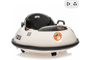 PALBY'S 12V Electric Ride on Bumper Car for Toddlers, Kids Bumper Car with Remote Control, 360 Degree Spin, 3 Speed, LED Lights, Dual Joysticks, Safety Belt for 18+ Months Kids, White