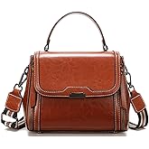 Solareer Waxed Leather Crossbody for Women, Top-Handbags Removable 2 Shoulder Straps