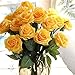 10 Pcs Real Touch Silk Artificial Rose Flowers Silk Gluing PU Fake Flower Home Decorations for Wedding Party or Birthday Garden Bridal Bouquet Flower Saint Valentine's Day Gifts Party Event(Yellow)