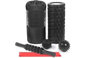 Foam Roller,IIQ Foam Rollers for Back and Legs 6 in 1 Foam Roller Massage Set Includes Muscle Roller Stick, Stretching Strap,