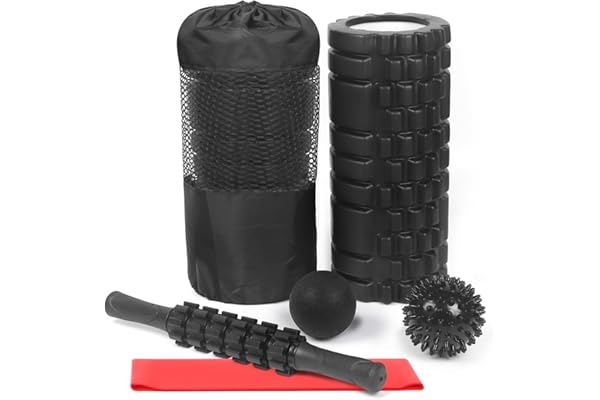 Foam Roller,IIQ Foam Rollers for Back and Legs 6 in 1 Foam Roller Massage Set Includes Muscle Roller Stick, Stretching Strap,